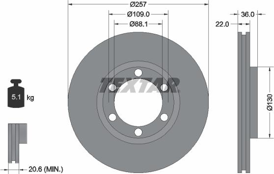 Textar 92075800 - Disc frana parts5.com