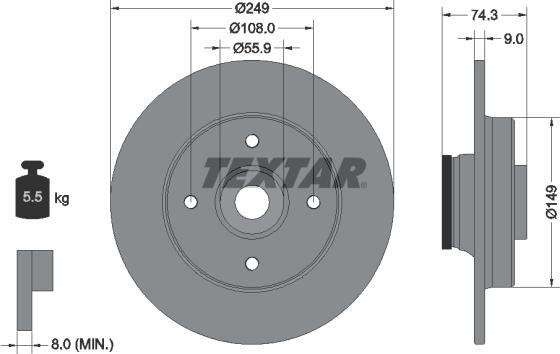 Textar 92194103 - Disco de freno parts5.com