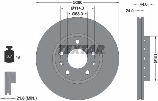 Textar 92195505 - Disc frana parts5.com