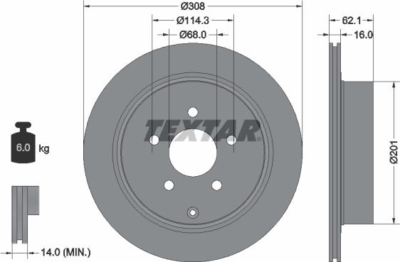 Textar 92149303 - Disc frana parts5.com