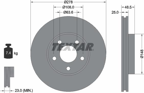 Textar 92141205 - Brake Disc parts5.com