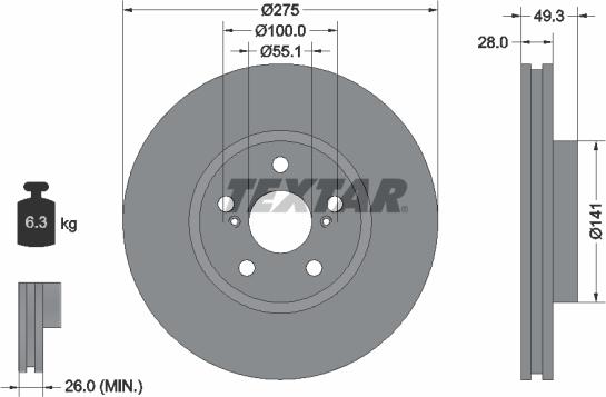 Textar 92142003 - Disc frana parts5.com