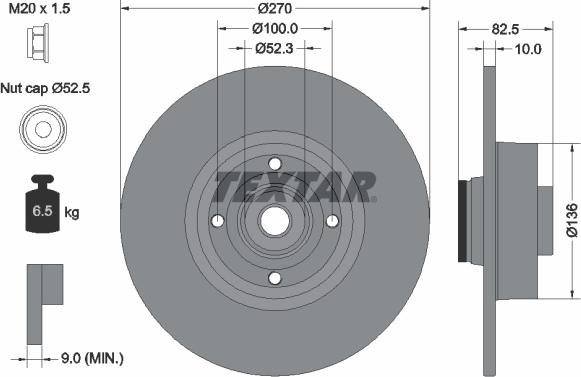 Textar 92154503 - Δισκόπλακα parts5.com