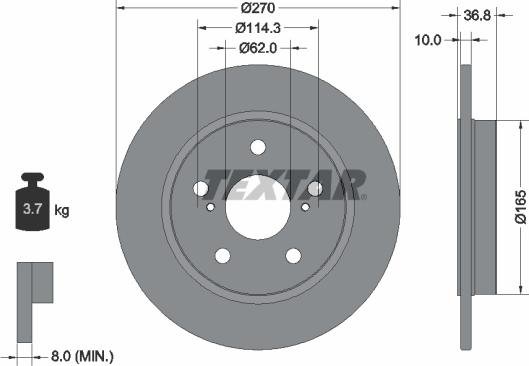 Textar 92164003 - Tarcza hamulcowa parts5.com