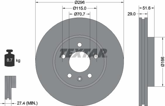 Textar 92165405 - Disc frana parts5.com