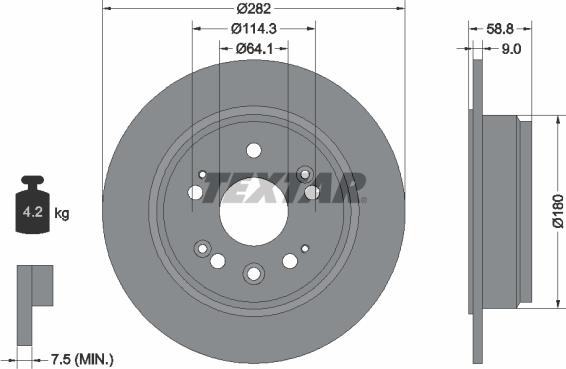 Textar 92165703 - Tarcza hamulcowa parts5.com