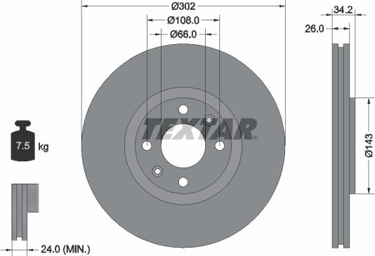 Textar 92168503 - Brake Disc parts5.com