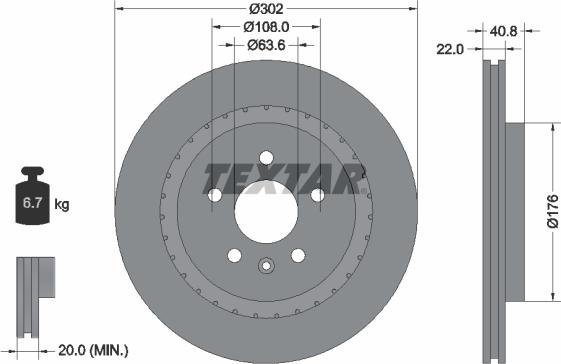 Textar 92168305 - Bremsscheibe parts5.com