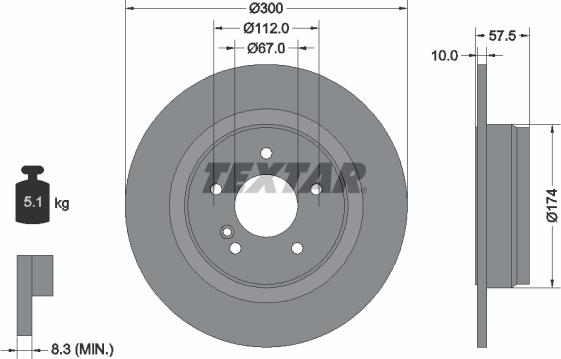 Textar 92163303 - Brzdový kotouč parts5.com