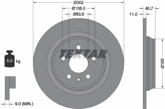 Textar 92162903 - Brake Disc parts5.com