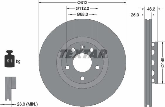 Textar 92106105 - Disc frana parts5.com