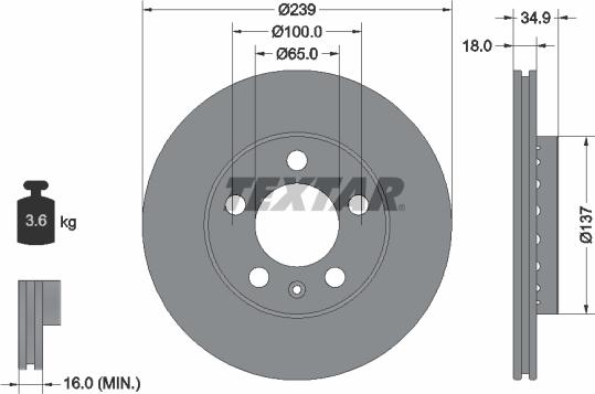 Textar 92106803 - Disc frana parts5.com