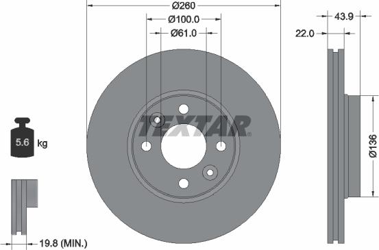 Textar 92119203 - Disc frana parts5.com