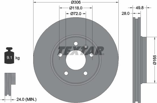 Textar 92116003 - Tarcza hamulcowa parts5.com