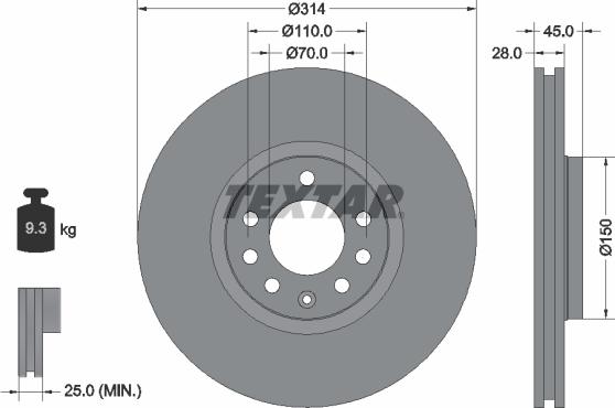 Textar 92118803 - Disc frana parts5.com