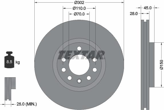 Textar 92118303 - Disc frana parts5.com