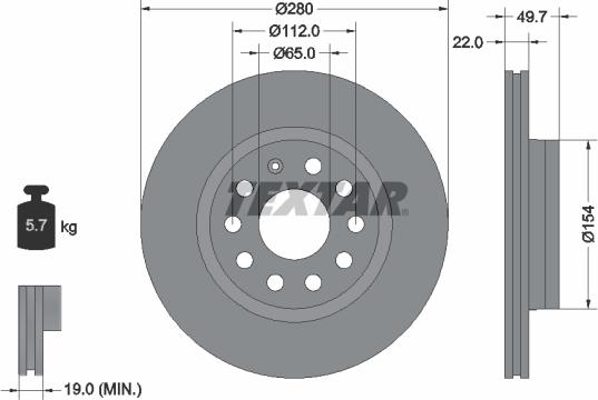 Textar 92120705 - Disc frana parts5.com