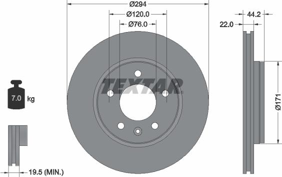 Textar 92121403 - Disc frana parts5.com