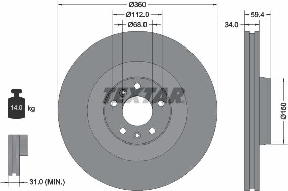 Textar 92122203 - Disco de freno parts5.com