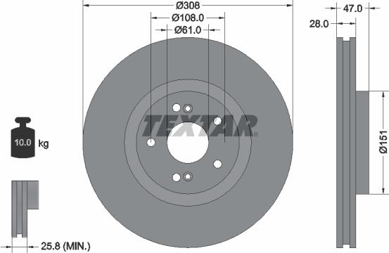 Textar 92174005 - Tarcza hamulcowa parts5.com