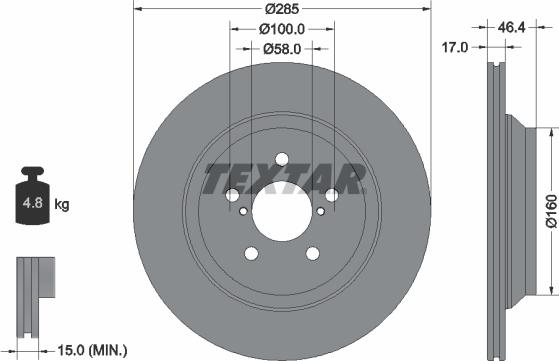 Textar 92309303 - Disc frana parts5.com