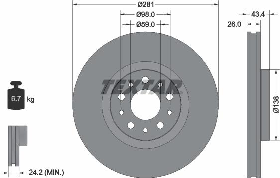 Textar 92304803 - Disc frana parts5.com