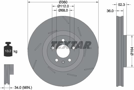 Textar 92334105 - Disc frana parts5.com