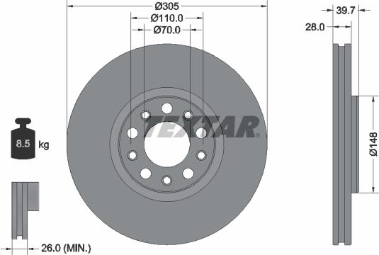 Textar 92293903 - Brake Disc parts5.com