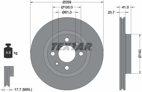 Textar 92292103 - Disc frana parts5.com