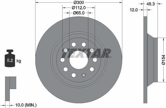 Textar 92255403 - Kočioni disk parts5.com