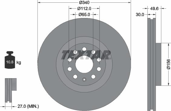 Textar 92229805 - Zavorni kolut parts5.com