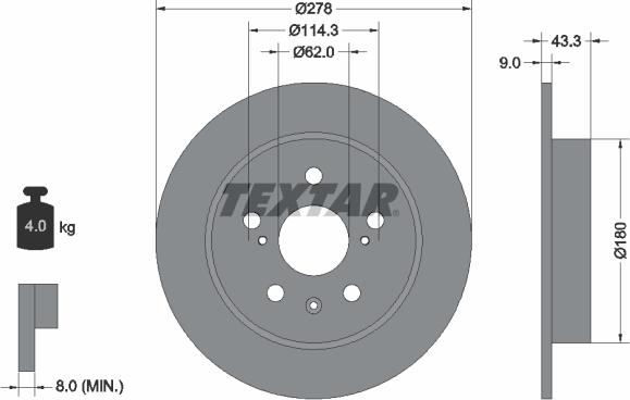 Textar 92225303 - Disc frana parts5.com