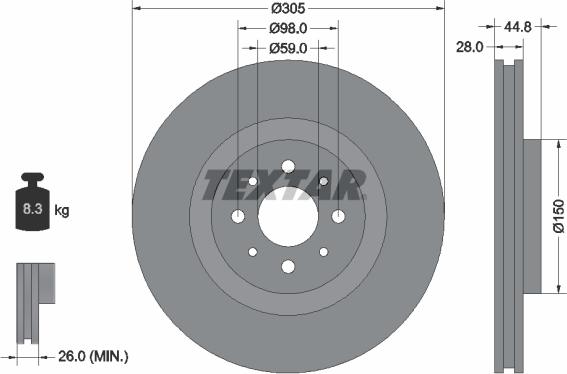 Textar 92228503 - Disc frana parts5.com