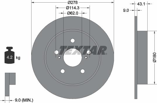 Textar 92222300 - Disc frana parts5.com