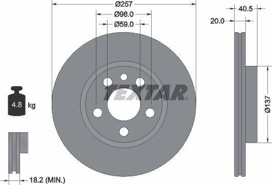 Textar 92088003 - Zavorni kolut parts5.com