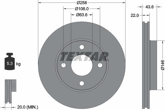 Textar 92096203 - Disc frana parts5.com