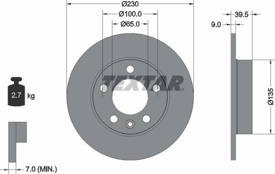 Textar 92082503 - Disco de freno parts5.com