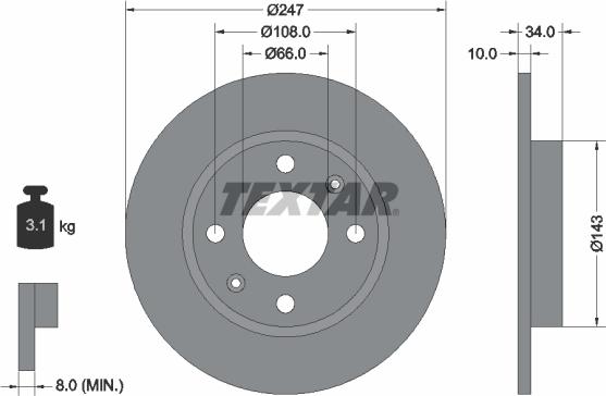 Textar 92029803 - Zavorni kolut parts5.com