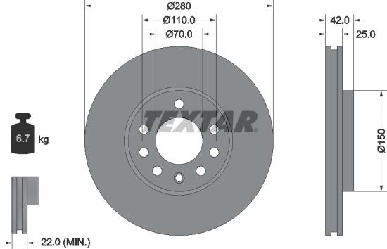 Textar 92091903 - Disc frana parts5.com