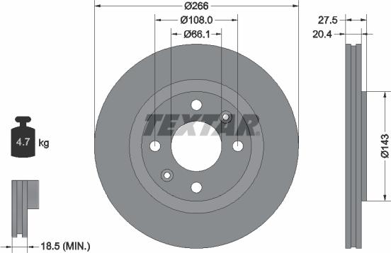 Textar 92048103 - Zavorni kolut parts5.com