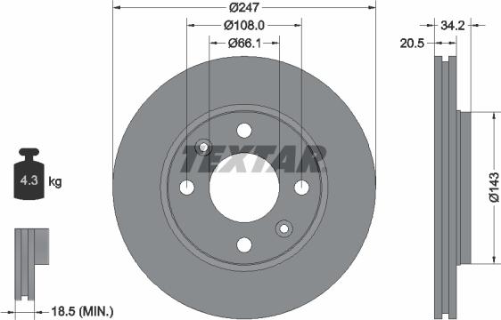 Textar 92043103 - Brzdový kotouč parts5.com