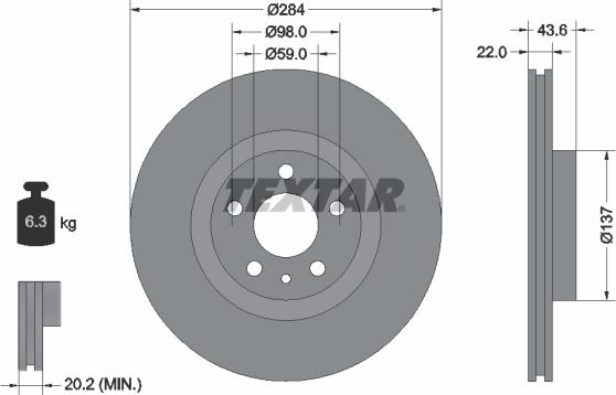 Textar 92046803 - Disc frana parts5.com