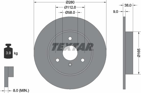 Textar 92097603 - Tarcza hamulcowa parts5.com