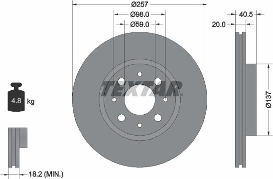 Textar 92068503 - Disc frana parts5.com