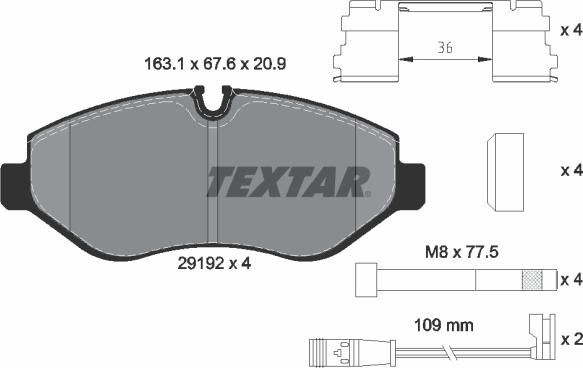 Textar 2919202 - Juego de pastillas de freno parts5.com