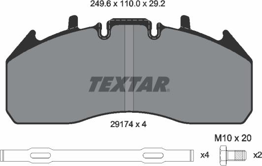 Textar 2917402 - Комплект спирачно феродо, дискови спирачки parts5.com