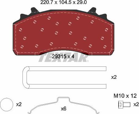 Textar 2931501 - Sada brzdových platničiek kotúčovej brzdy parts5.com