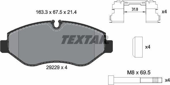 Textar 2922901 - Kit de plaquettes de frein, frein à disque parts5.com