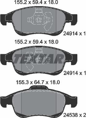 Textar 2491401 - Komplet zavornih oblog, ploscne (kolutne) zavore parts5.com