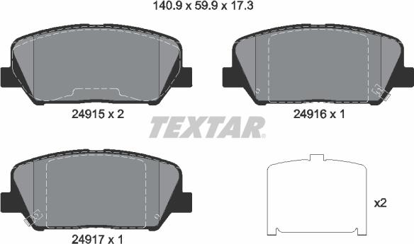 Textar 2491501 - Set placute frana,frana disc parts5.com